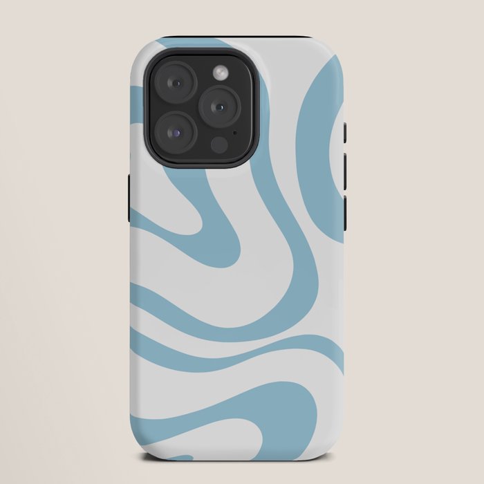 Retro Modern Liquid Swirl Abstract Pattern Square in Light Blue and White iPhone Case Gallery Image 11