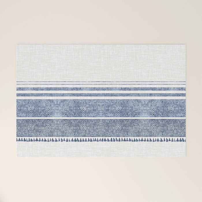 FRENCH LINEN CHAMBRAY TASSEL Welcome Mat Gallery Image 1