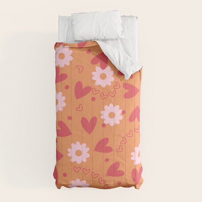 Hearts and Flowers on Orange Comforter Gallery Image 10