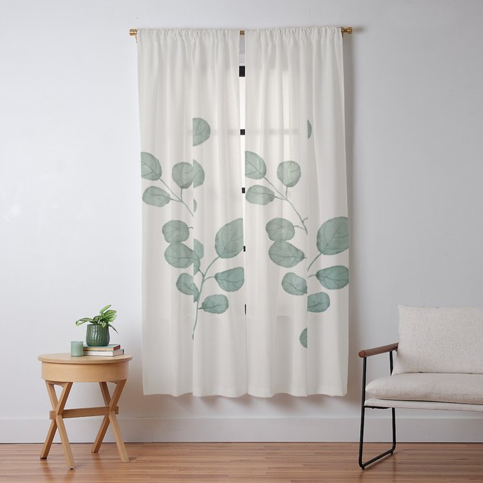 Watercolor Eucalyptus Window Curtain Gallery Image 13
