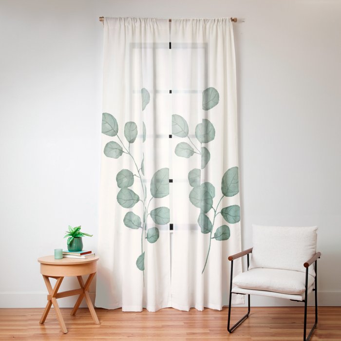 Watercolor Eucalyptus Window Curtain Gallery Image 12