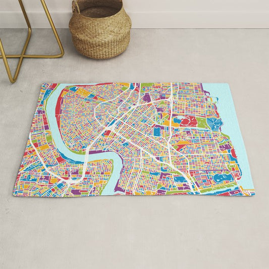 New Orleans Street Map Rug Gallery Image 1