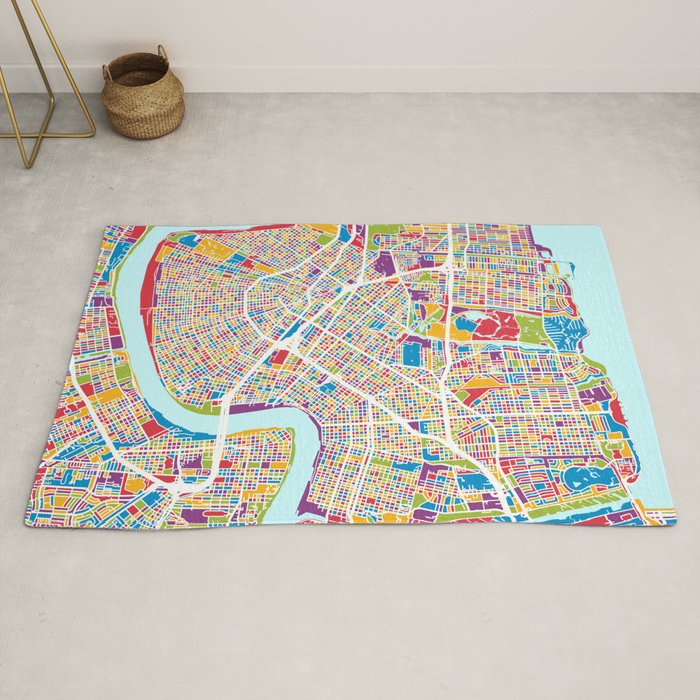 New Orleans Street Map Rug Gallery Image 2