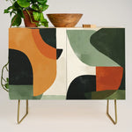 Earthy Mid-Century Abstract Composition in Olive, Rust, and Charcoal Tones Credenza Gallery Image 1