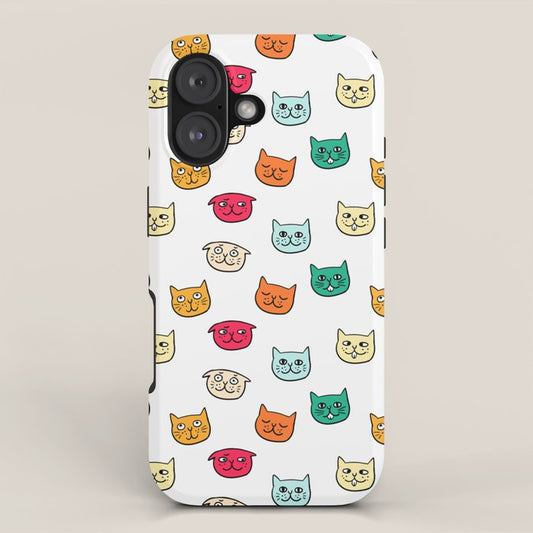 Cat heads in colors iPhone Case Gallery Image 1