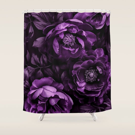 Midnight Garden Baroque Blooms Plum Blue Shower Curtain Gallery Image 1