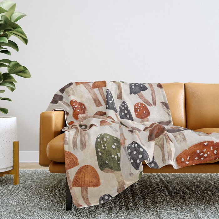 Mushrooms Throw Blanket Gallery Image 2