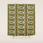 Retro Orbit Brown Olive - Mid Century Modern Geometric Shower Curtain Gallery Image 1
