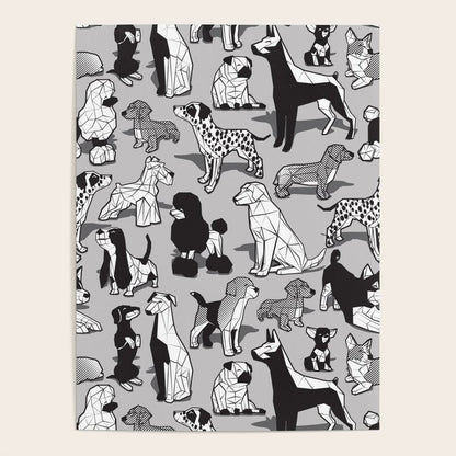 Geometric sweet wet noses // grey background black and white dogs Poster Gallery Image 2