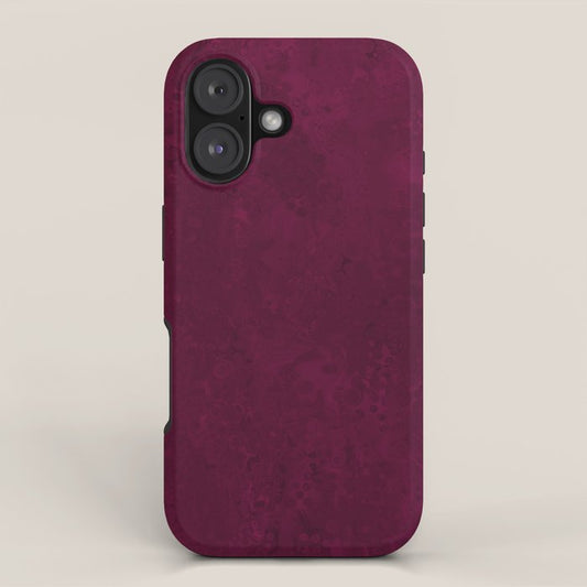 Hand painted modern abstract burgundy marble watercolor iPhone Case Gallery Image 1