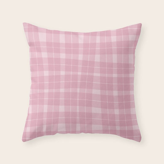 Wavy Plaid Pink Throw Pillow Gallery Image 1
