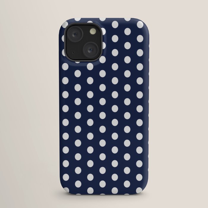 Navy Blue Polka Dots Minimalist Line Drawing iPhone Case Gallery Image 17