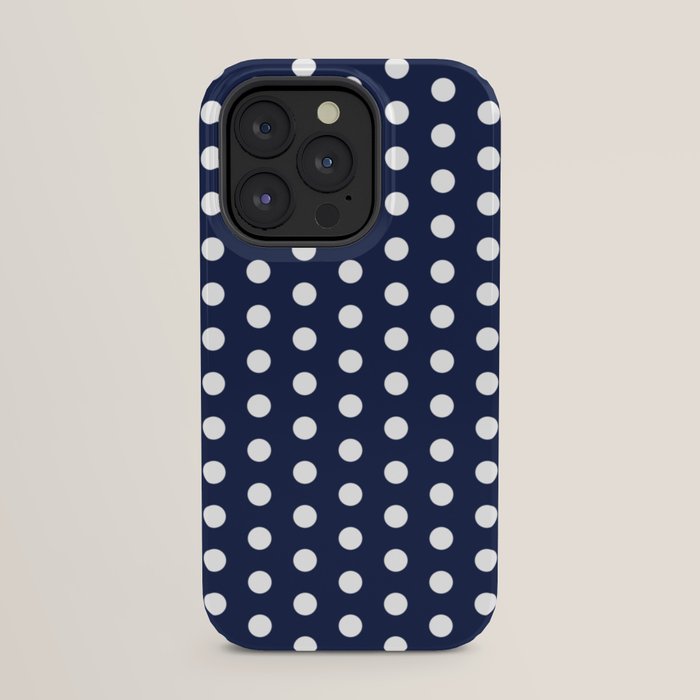 Navy Blue Polka Dots Minimalist Line Drawing iPhone Case Gallery Image 23