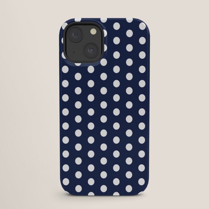 Navy Blue Polka Dots Minimalist Line Drawing iPhone Case Gallery Image 25