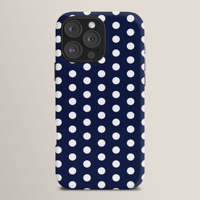 Navy Blue Polka Dots Minimalist Line Drawing iPhone Case Gallery Image 16