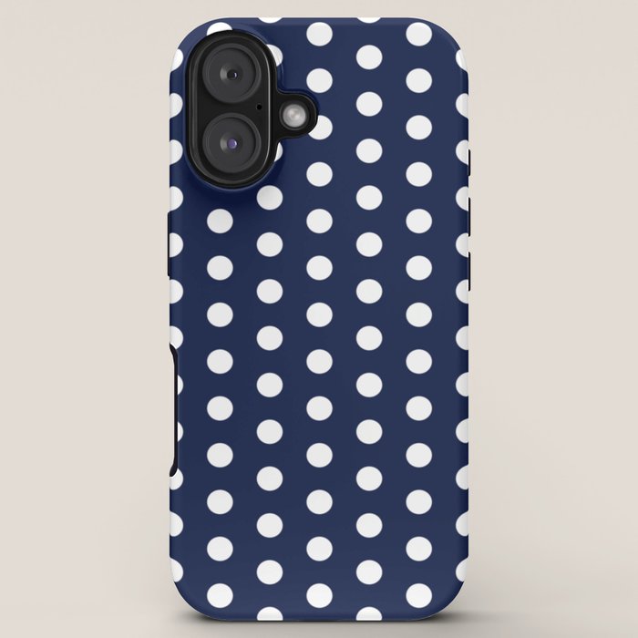 Navy Blue Polka Dots Minimalist Line Drawing iPhone Case Gallery Image 5