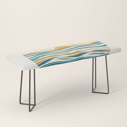 The Sun and The Sea - Gold and Teal Bench Gallery Image 1