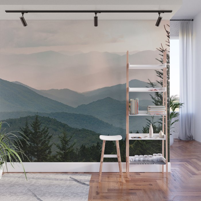 Smoky Mountain Pastel Sunset Wall Mural Gallery Image 1
