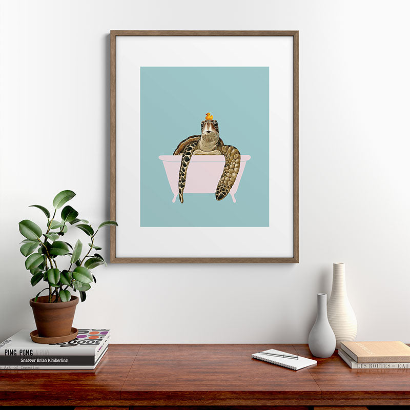 Sea Turtle in Bathtub Framed Art Print Gallery Image 19