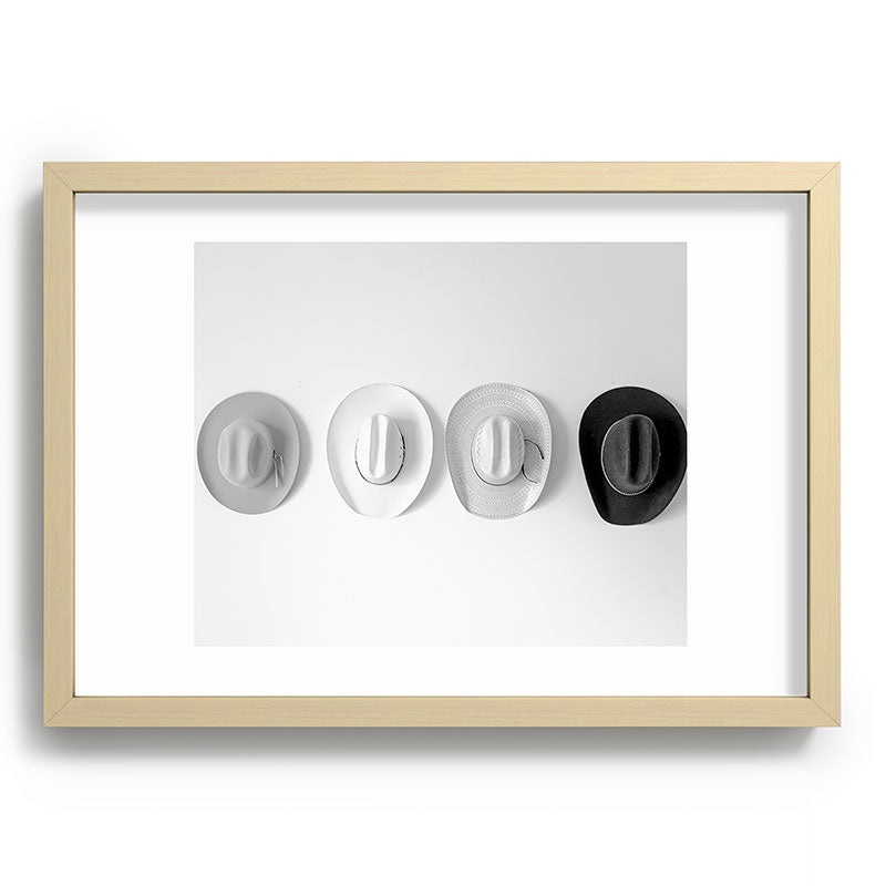 Cowboy Hat Wall - Black and White Framed Art Print Gallery Image 71