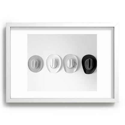 Cowboy Hat Wall - Black and White Framed Art Print Gallery Image 77