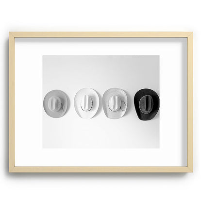 Cowboy Hat Wall - Black and White Framed Art Print Gallery Image 73