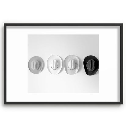 Cowboy Hat Wall - Black and White Framed Art Print Gallery Image 62