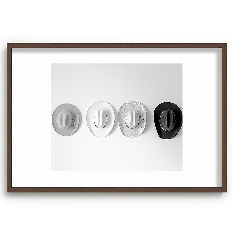 Cowboy Hat Wall - Black and White Framed Art Print Gallery Image 68