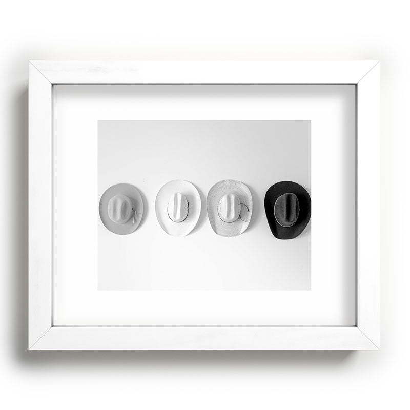 Cowboy Hat Wall - Black and White Framed Art Print Gallery Image 76