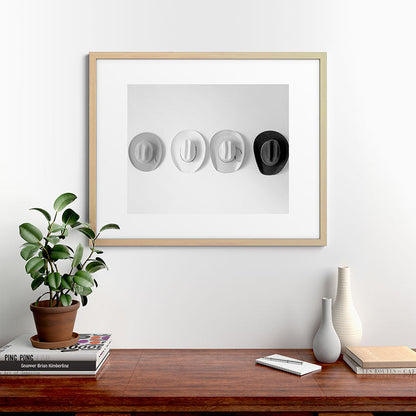 Cowboy Hat Wall - Black and White Framed Art Print Gallery Image 49