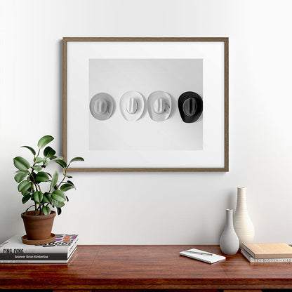 Cowboy Hat Wall - Black and White Framed Art Print Gallery Image 14