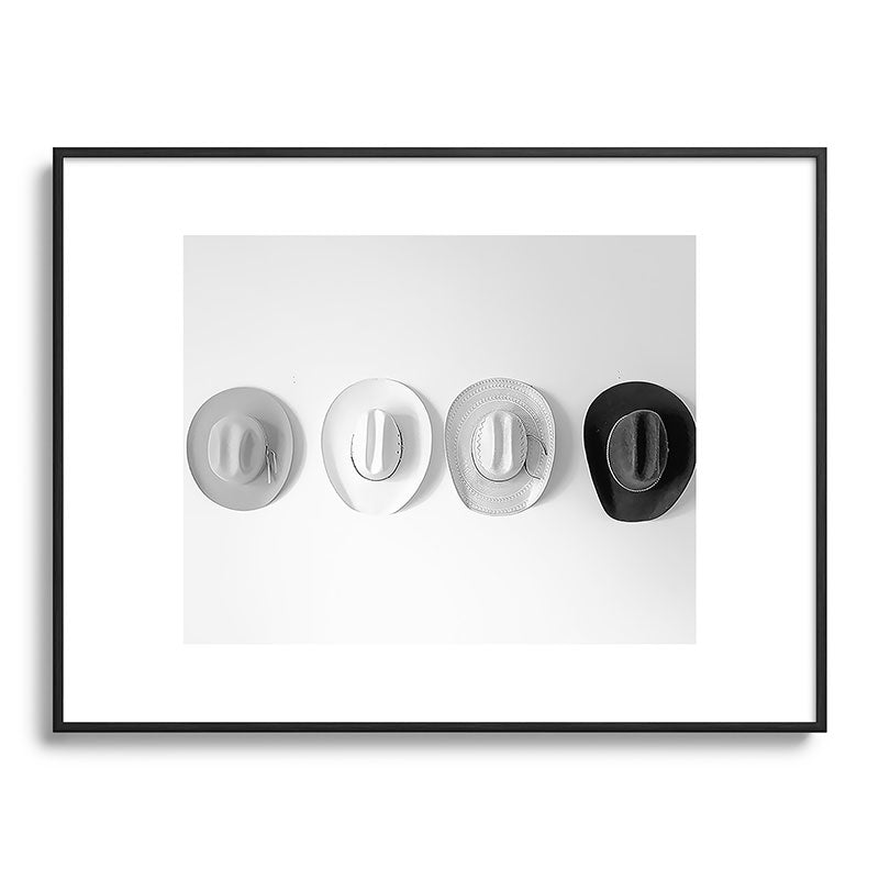 Cowboy Hat Wall - Black and White Framed Art Print Gallery Image 84