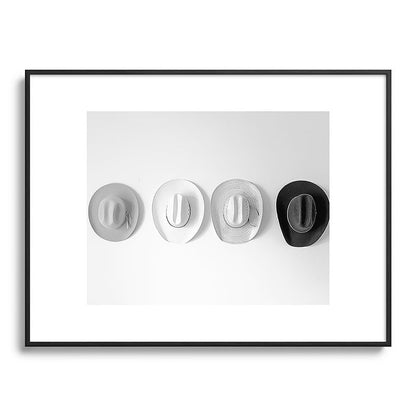 Cowboy Hat Wall - Black and White Framed Art Print Gallery Image 84