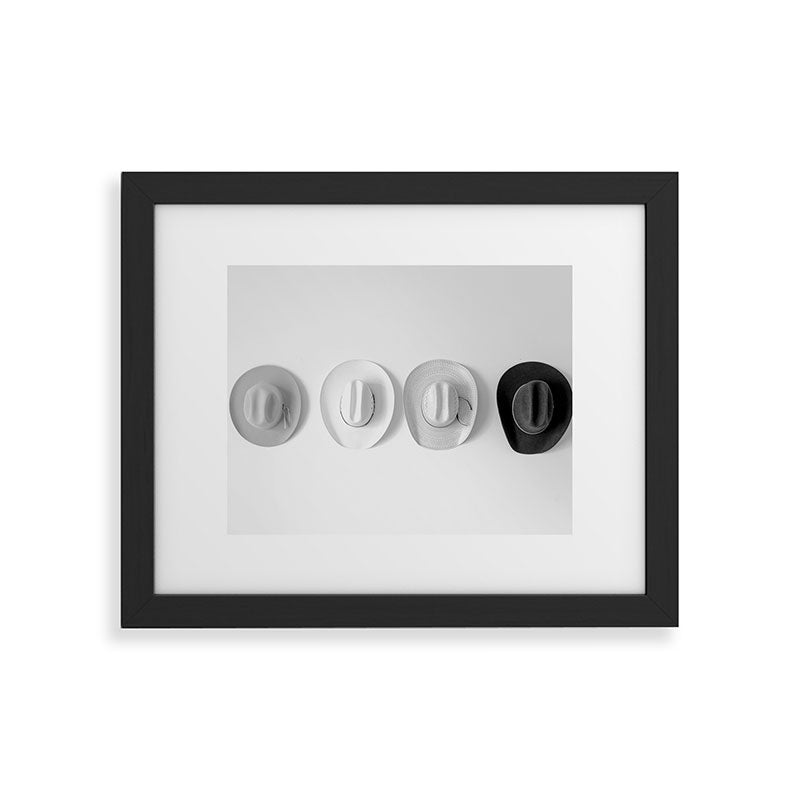 Cowboy Hat Wall - Black and White Framed Art Print Gallery Image 34