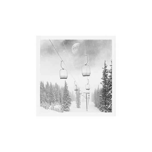 Ski Lift Moon Break // Riding the Mountain at Copper Colorado Luna Sky Peeking Foggy Clouds Art Print Gallery Image 2