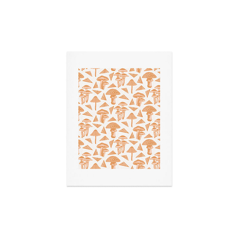 Block-print Mushrooms - ochre and blush pink Art Print Gallery Image 4