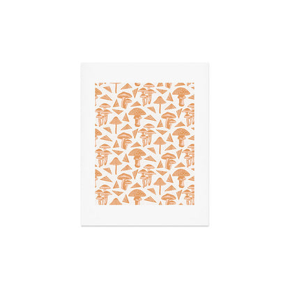 Block-print Mushrooms - ochre and blush pink Art Print Gallery Image 4