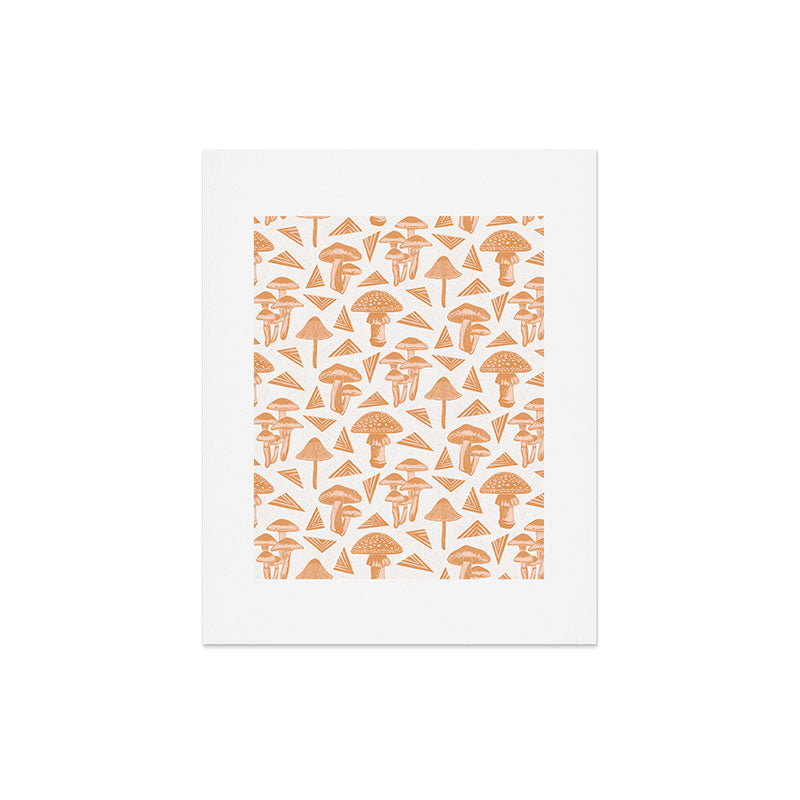 Block-print Mushrooms - ochre and blush pink Art Print Gallery Image 7