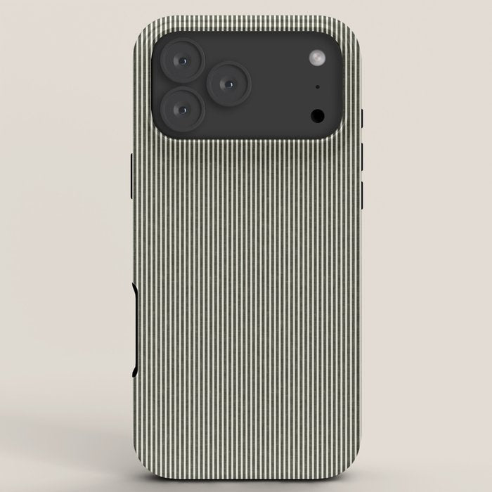 linen textured stripes - olive green iPhone Case Gallery Image 8