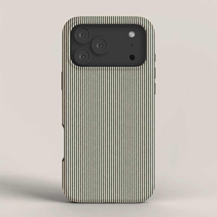 linen textured stripes - olive green iPhone Case Gallery Image 4
