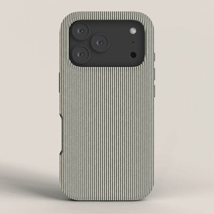 linen textured stripes - olive green iPhone Case Gallery Image 3