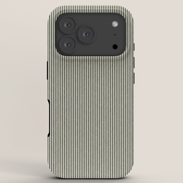 linen textured stripes - olive green iPhone Case Gallery Image 7