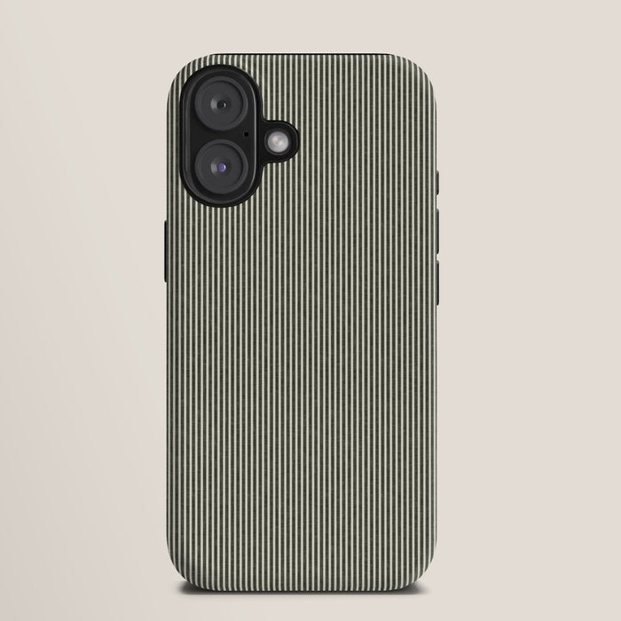 linen textured stripes - olive green iPhone Case Gallery Image 9