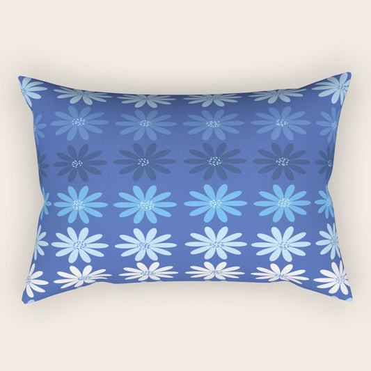 Ombre Abstract Daisies on Cobalt Blue Rectangular Pillow Gallery Image 2