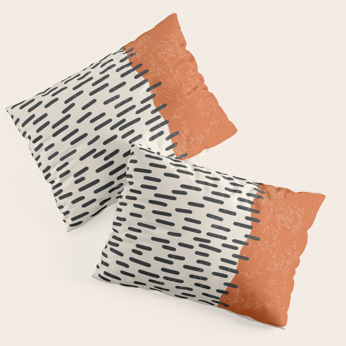 Mid Century Modern Minimalist Rothko Inspired Color Field Red Rain With Lines Geometric Style Pillow Sham Gallery Image 1