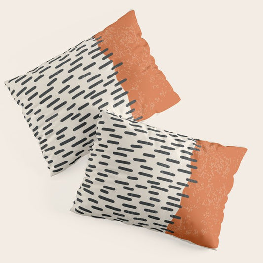 Mid Century Modern Minimalist Rothko Inspired Color Field Red Rain With Lines Geometric Style Pillow Sham Gallery Image 1
