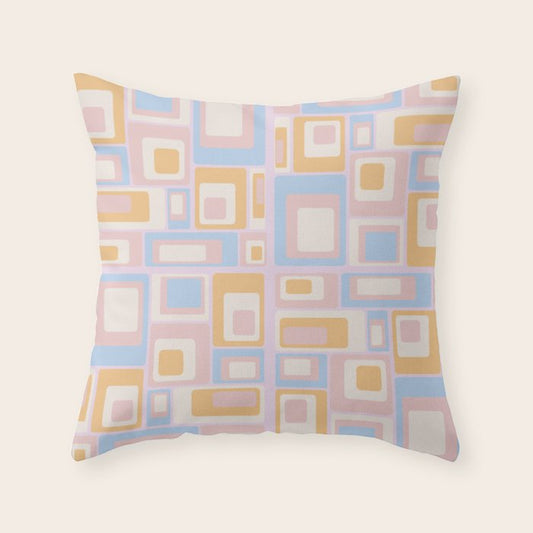 mid century mod squares pastel beach palette Throw Pillow Gallery Image 2
