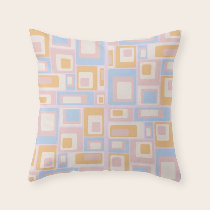 mid century mod squares pastel beach palette Throw Pillow Gallery Image 4