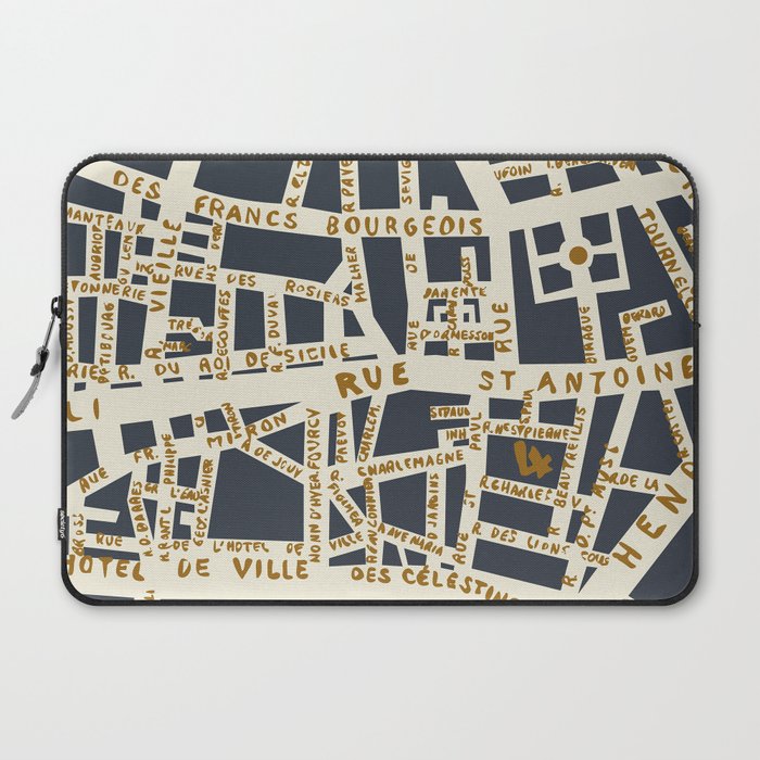 PARIS MAP GREY GOLD Laptop Sleeve Gallery Image 2