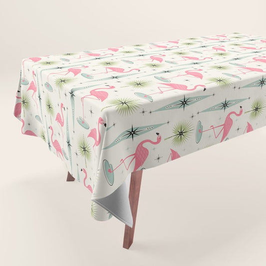 Atomic Flamingo Oasis - Larger Scale ©studioxtine Tablecloth Gallery Image 1